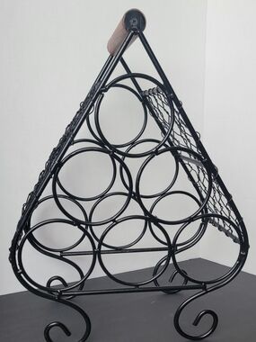 Black Metal Triangle Wine Bottle Rack - Home Art